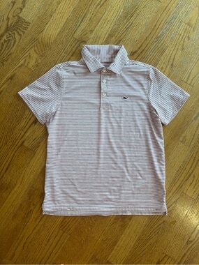Vineyard Vines Red and White Thin-Striped Polo